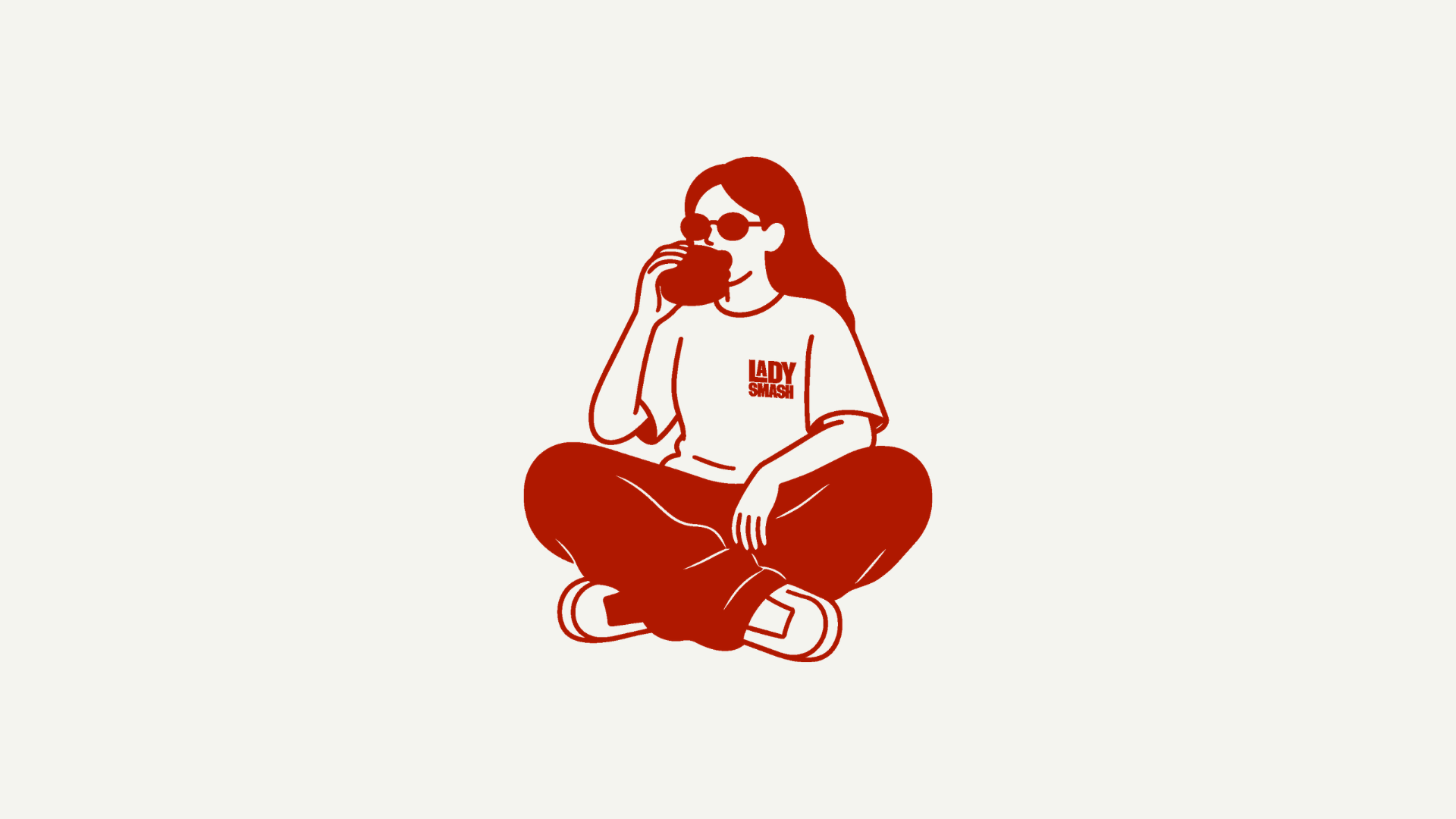 Lady Smash — Sentada con café